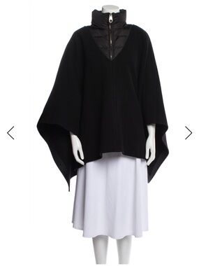 Black Chloe Wool and Nylon Poncho